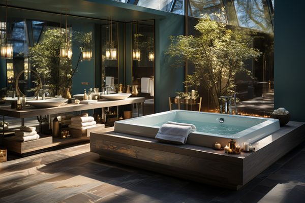 Luxury modern apartment with elegant design and comfortable flooring generated by artificial intelligence